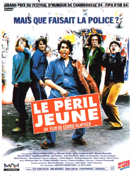 5 lycéens avec affiche Le péril jeune
